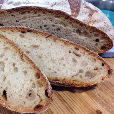 close-up of sliced rustic
    bread